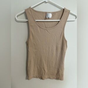 h&m beige ribbed fitted tank top